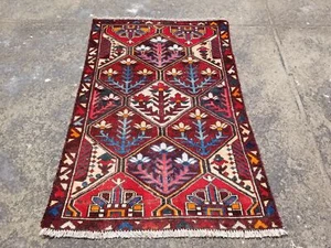 Tappeto vintage tradizionale fatto a mano lana orientale multicolore 149x99 cm - Foto 1 di 15