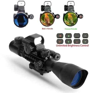 4-12X50 EG Rifle Scope with Holographic 4 Reticle Sight & Red Laser NEW - Picture 1 of 19