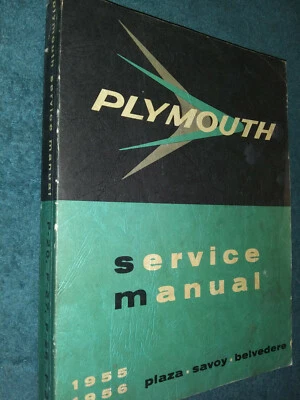PLYMOUTH BELVEDERE SAVOY PLAZA 1955 1956 MANUAL DE TIENDA BONITO LIBRO DE SERVICIO ORIGINAL Foto 1 de 4