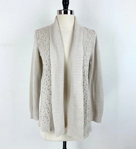 Eddie Bauer Linen Cardigan Small Open Oatmeal Cotton Shawl Collar Streetwear - Picture 1 of 8