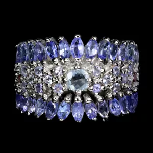 Valentín 925 Anillo de Plata Redondo Aguamarina Rodolita Tanzanita Gema Joyería - Imagen 1 de 14