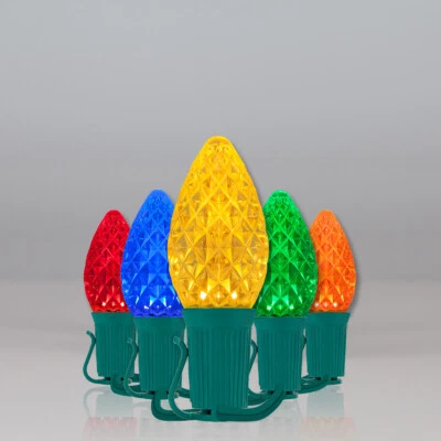 50 C7 OptiCore Shatterproof LED Christmas Lights Faceted Finish, Green Wire 50ft - Image 1 of 4