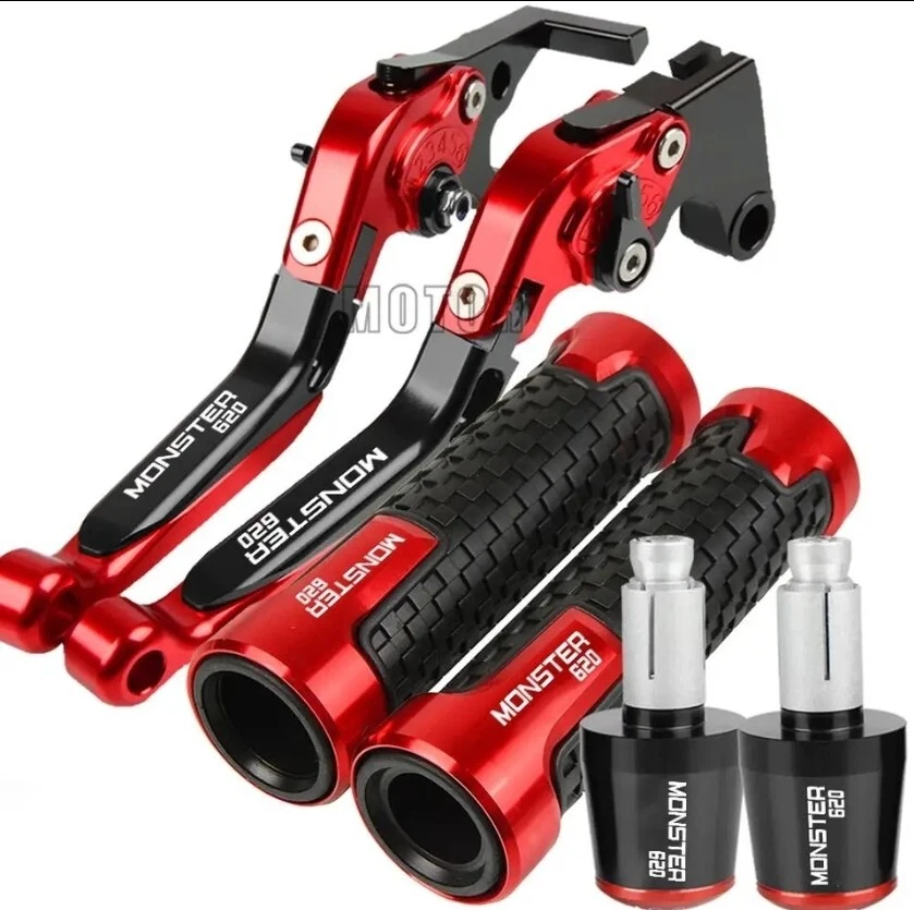 KIT LEVE FRIZIONE E FRENO + MANOPOLE PER DUCATI MONSTER 620 2003-2006 NERO ROSSO Foto 1 de 1