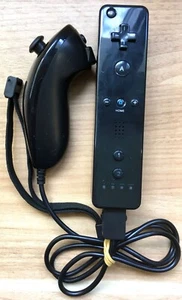 MANETTE WIIMOTE + NUNCHUK OFFICIELS NOIRS NINTENDO WII PAL EURO FONCTIONNELS N°3 - Picture 1 of 6