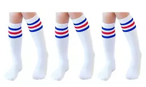 Knee High Tube Socks for Boys Girls Baby Toddler & Child 3 Pairs Blue Stripe1... - Picture 1 of 6