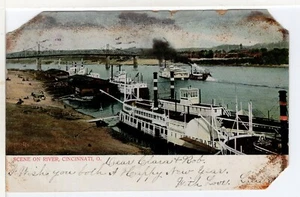 Schiff Boot OH Cincinatti Ohio 1906 Flussszene Telegraph - Bild 1 von 2