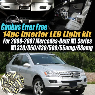 Kit de luz LED interna branca sem erros 14 peças para 2000-07 Mercedes-Benz ML Series - Imagem 1 de 4
