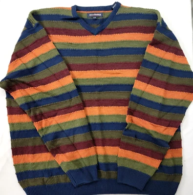 Винтажный свитер Oliver Harris из шерстяной смеси в полоску цвета земли вязаный пуловер 90-х XL - Изображение 1 из 4