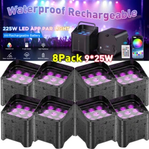225W Waterproof RGBWA UV LED Par Light Battery DMX Stage DJ Wash Par Uplighting - Picture 1 of 19