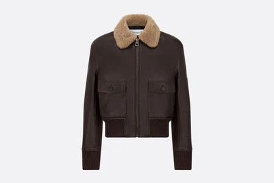 Новый с Ярлыками Christian Dior коричневой кожи/шерстяной Bomber куртка/пальто F 36/США 4 - Изображение 1 из 4