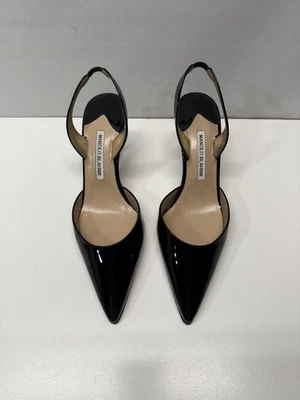Manolo Blahnik Pointed Toe Slingback Heel Patent Leather Size 39.5 - Image 1 of 4