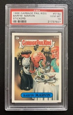 1988 Garbage Pail Kids OS13 Barfin’ Marvin 518a PSA 10 GEM MINT-RARE GEM!! TWT - Image 1 of 4