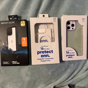 Lot Of 3 iPhone 16 Pro Max Cases -Body Glove Black, MagSafe Clear, & Iridescent - Picture 1 of 8