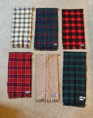 Lote de 6 bufandas bufanda de lana virgen Pendleton de colección - sombra y tartna a cuadros Foto 1 de 4