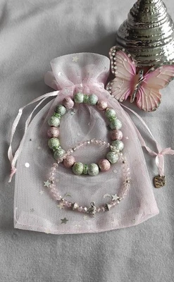 2  ARMBÄNDER FLAMINGO  Perlen  Geburtstag  Geschenk Anhänger SCHMUCK Nikolaus  - Bild 1 von 4