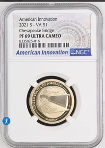2021 S $1 AM. Inn. Cheasapeake Bridge! NGC PF 69 ULTRA CAMEO! - Picture 1 of 2