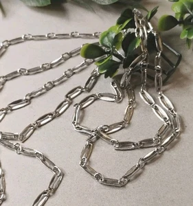 Vintage MONET 52" Long Textured/Ribbed Links Silver Plate Layerable Necklace! - Picture 1 of 10