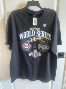Pullover del Campeonato de la Serie Mundial MLB 2008 negro talla L nuevo con etiquetas Rays Phillies - Imagen 1 de 5