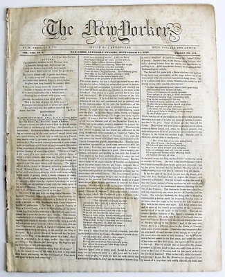1839 THE NEW-YORKER Sept 21 Washington Irving, Notes on England & Scotland More Foto 1 de 4