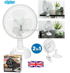6" INCH 2-in-1 2 Speed White Clip Adjustable Table Desktop Fan/ 4" MINI USB FAN - Picture 1 of 5