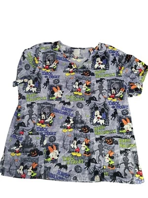 Blusa Médica Disney Mickey Minnie Mouse XL Halloween Gris Enfermera Doctor Veterinario Vacaciones Foto 1 de 4