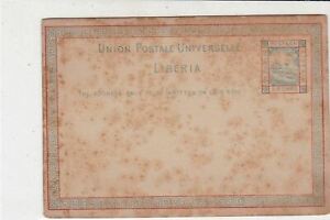 Liberia Early Stationary 3 cents Stamp Post Card UNUSED Stained Ref 35025
