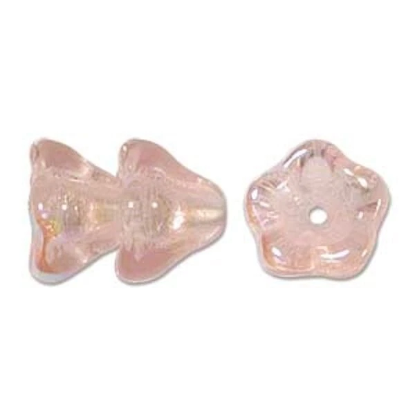 Cuentas, 25 cuentas grandes de vidrio checo rosa AB rosa 11x13 mm con cono de flores Foto 1 de 1