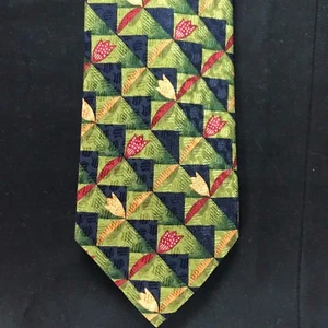 ERMENEGILDO ZEGNA Dark Blue Flowers Silk Neck Tie Italy - Picture 1 of 4