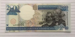 Dominican Republic 2000 Pesos Oro 2000 P-164 Specimen UNC Commemorative! - Picture 1 of 3