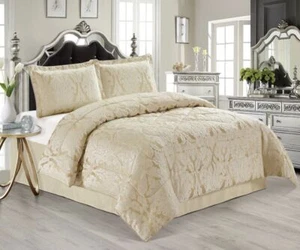 Big sale 3 Pcs Modern Jacquard luxury Bedspread Quilted beautiful Comforter Case - Picture 1 of 22