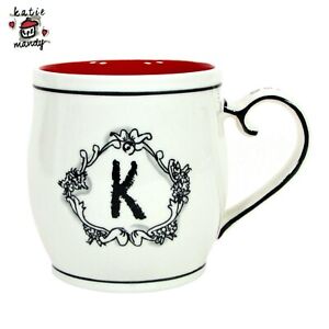 Katie & Mandy MONOGRAM LETTER "K" 15oz Mug Red White Striped Home Essential