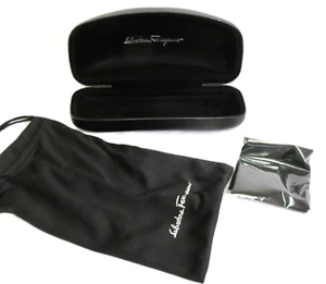 Salvatore Ferragamo NEW Hard eyeglass case, with cloth bag & lens cloth, NEW - Picture 1 of 8