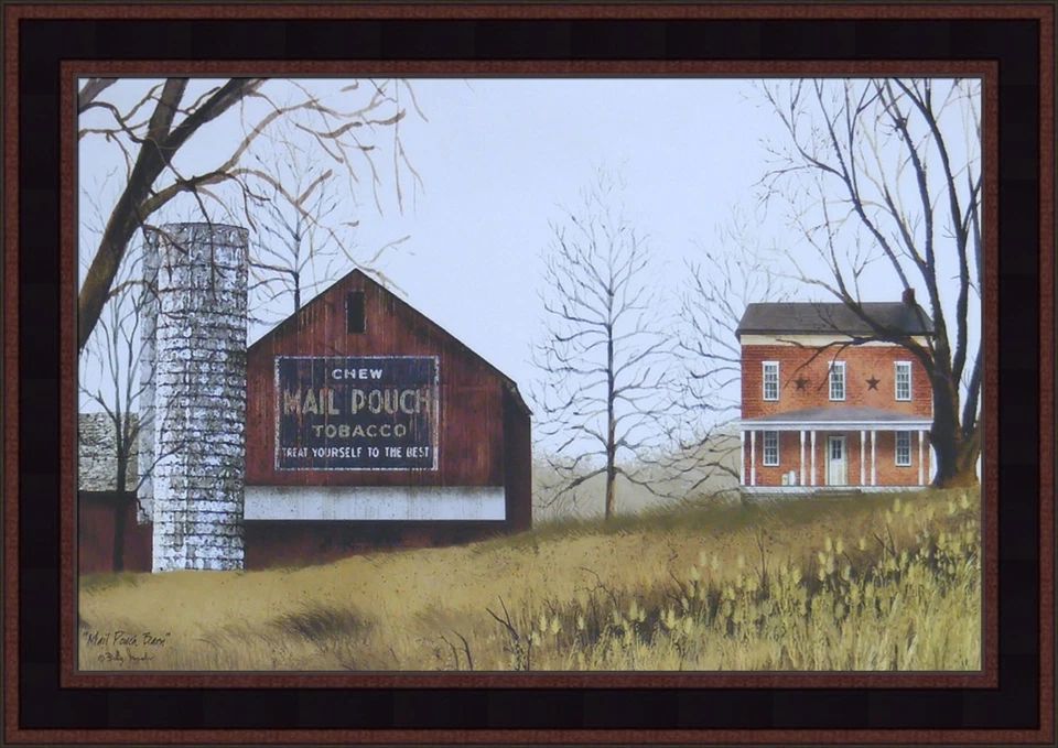 HOME CABIN DECOR MAIL POUCH BARN by Billy Jacobs 15x21 FRAMED ART PICTURE House Barn Silo Tobacco