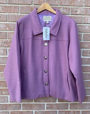 Cabela’s Wool Blend Tweed Overcoat Jacket Button Lavender Purple Women’s 2XL New - Image 1 of 4