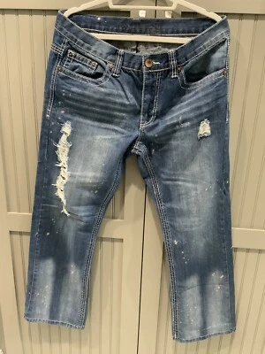 Pantalones de mezclilla para hombre Request Premium azules talla 34, entrepierna desgastada destruida 30.  / Foto 1 de 4