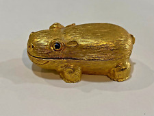 **NICE** Vintage Charlie Gold Tone Hippo Case Solid Perfume Compact