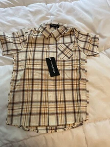 KIDS BUTTON UP SHORT SLEEVE SHIRT-NEW WITH TAGS-SIZE XS (4/5) - Picture 1 of 2