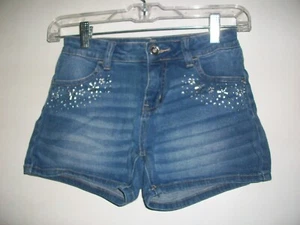Justice Girls Denim Shorts 12S  Studded Flowers & Circles - Picture 1 of 3