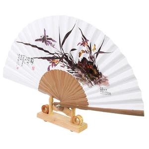 Koreanischer Papier Bambus Faltfächer Koreanische Tradition Handfächer Orchideen Bild - Bild 1 von 6
