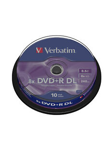 Stock 80 Pz DVD DL Verbatim DVD+R  8x DUAL Layer
