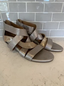 Sofft 9.5 Sandals, Leather Metallic Wedges - Picture 1 of 10
