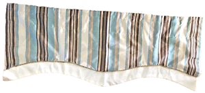 Belle Maison Renaissance VALANCE brown & blue striped home fashion decor 52 x 20 - Picture 1 of 4