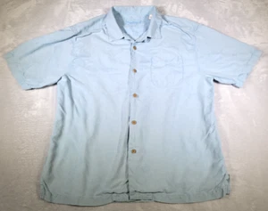 Tommy Bahama Shirt Mens XL Light Blue Hawaiian Camp Original Fit 100% Silk Beach - Picture 1 of 13