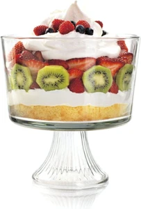 Monaco Glass Trifle Bowl 104 oz - Large Dessert Serving Dish for Parties - Picture 1 of 4