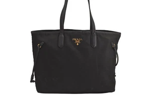 echt PRADA Vintage Nylon Saffiano Leder Schultertasche Beuteltasche Tasche schwarz 6152M - Bild 1 von 10