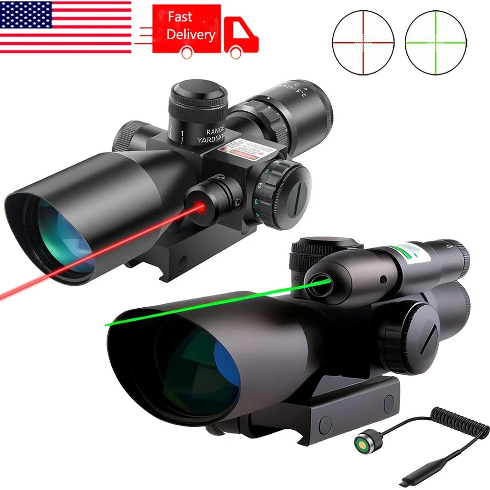 Mira combinada 2.5-10x40 ponto mil vermelho e verde iluminada com laser vermelho/verde - Imagem 1 de 4