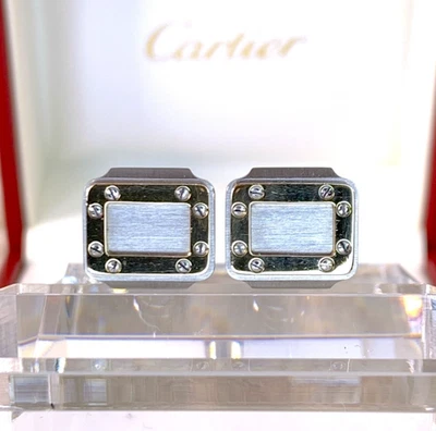 Gemelos Cartier vintage Santos oro e acero inoxidable rectángulo con estuche Foto 1 de 4