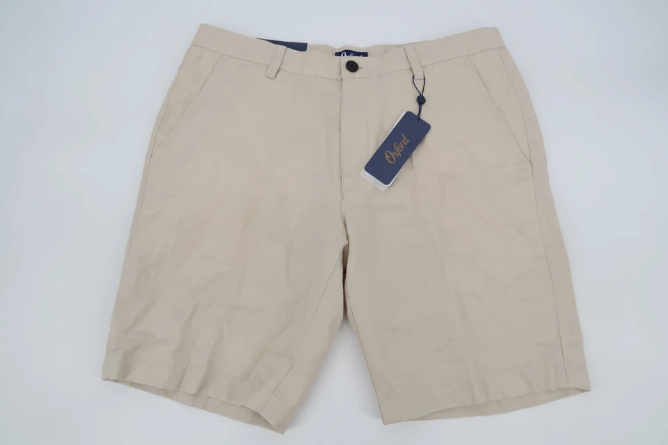 Shorts de golfe Oxford masculino linho mistura de algodão tamanho 34 novo - Imagem 1 de 4