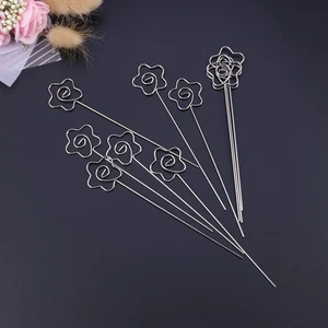 50 piezas hágalo usted mismo soportes de metal para clip de fotos con forma de flor soportes de mesa decorativos - Imagen 1 de 11