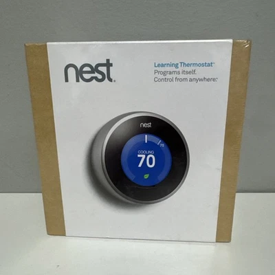 GOOGLE NEST 3rd Gen Smart Learning Thermostat - Stainless Steel (T3007ES) *NEW* - Image 1 of 4